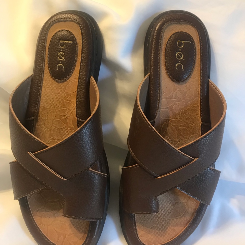 b.o.c brown leather sandals